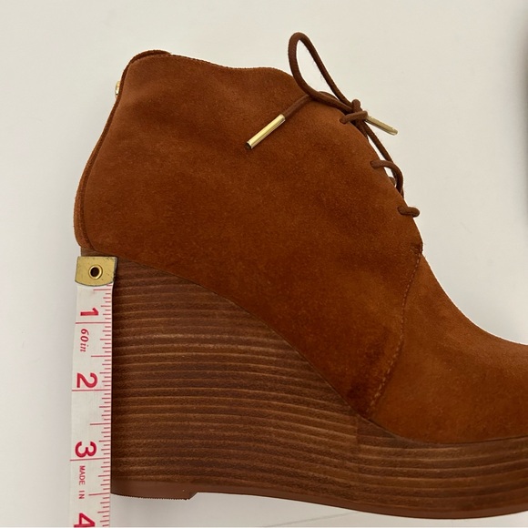MICHAEL Michael Kors Pierce Leather Suede Rust Brown Lace Up Wedge Booties - 7.5 - Picture 7 of 10